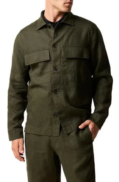 Rodd & Gunn Resort Linen Overshirt In Green