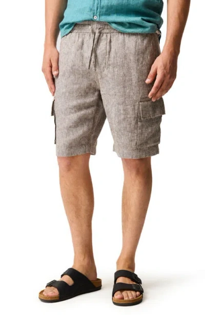 Rodd & Gunn Resort Slub Linen Drawstring Cargo Shorts In Gray