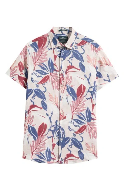 Rodd & Gunn Saltwater Creek Sports Fit Botanic Print Short Sleeve Linen Button-up Shirt In Multi