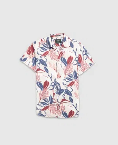 Rodd & Gunn Saltwater Creek Sports Fit Botanic Print Short Sleeve Linen Button-up Shirt In Multi