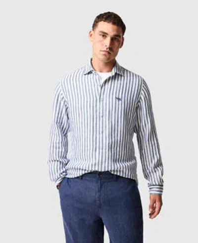 Rodd & Gunn Seadown Original Fit Stripe Linen Button-up Shirt In Blue