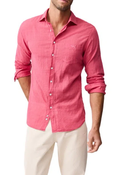 Rodd & Gunn Taupo Bay Sports Fit Check Jacquard Cotton Button-up Shirt In Pink