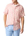 Rodd & Gunn Belleknowes Original Fit Floral Short Sleeve Linen Button-up Shirt In Pink