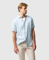 Rodd & Gunn Belleknowes Regular Fit Short Sleeve Linen Shirt In Mist