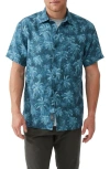 RODD & GUNN RODD & GUNN DESTINY BAY PALM TREE PRINT SHORT SLEEVE LINEN BUTTON-UP SHIRT