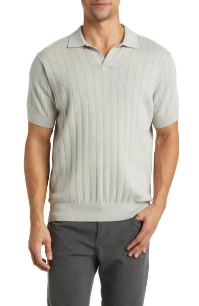 Rodd & Gunn Freys Crescent Knit Short Sleeve Polo Jumper In Stone