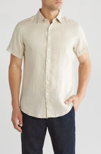 Rodd & Gunn Grey Lynn Linen Short Sleeve Button-up Shirt In Bone