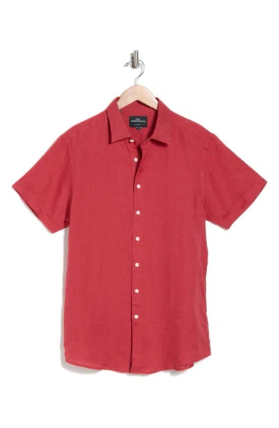 Rodd & Gunn Grey Lynn Linen Short Sleeve Button-up Shirt In Red
