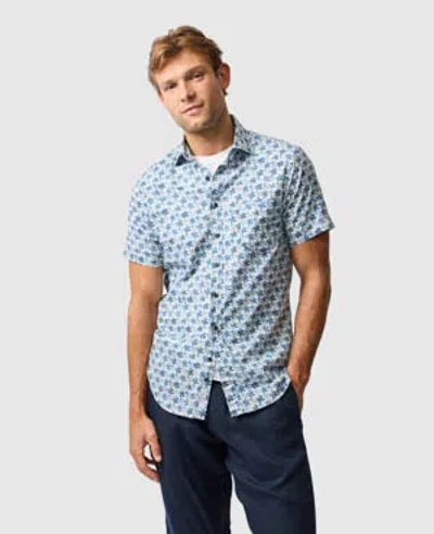 Rodd & Gunn Harvey Road Floral Short Sleeve Cotton Button-up Shirt In Blue