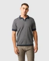 Rodd & Gunn Leefield Stripe Cotton Johnny Collar Polo In Midnight