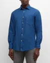 Rodd & Gunn Clifton Slim Fit Button Front Shirt In Medium Blue