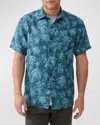 RODD & GUNN MEN'S DESTINY BAY LINEN PALM-PRINT SHORT-SLEEVE SHIRT