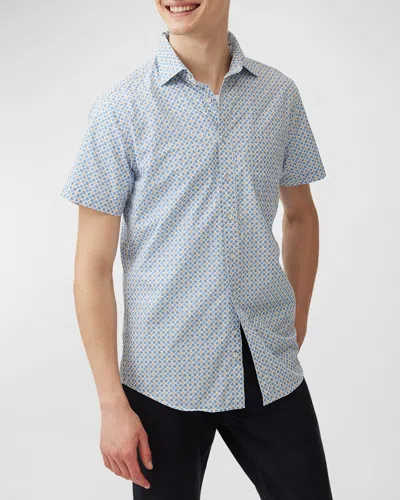 Rodd & Gunn Men's Glenariffe Geometric-print Short-sleeve Shirt In Snow