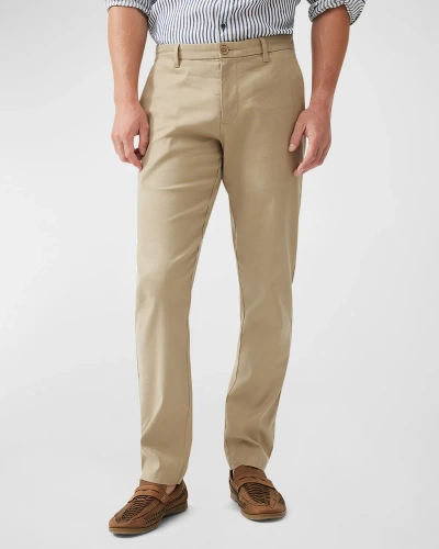 Rodd & Gunn Hurleyville Linen And Cotton Straight Fit Pants In Khaki