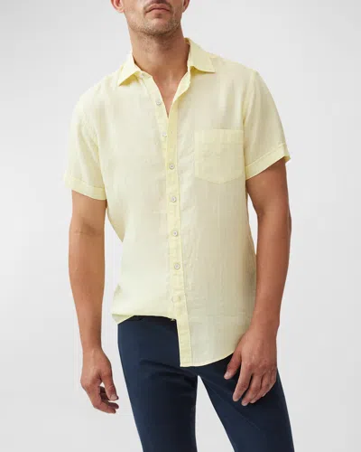 Rodd & Gunn Men's Palm Beach Linen Short-sleeve Shirt In Limon