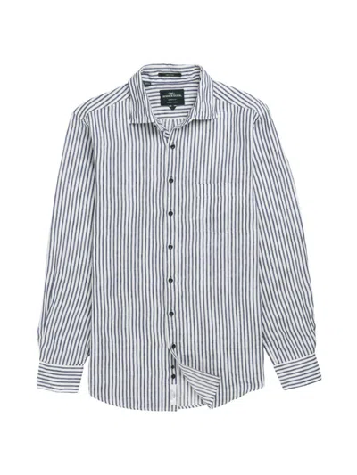 Rodd & Gunn Men's Port Charles Striped Linen Shirt In Deep Ocean