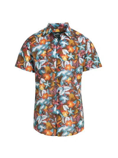 Rodd & Gunn Port Hutt Floral Short Sleeve Button-up Shirt In Rust