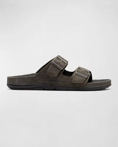 Rodd & Gunn Men's Raglan Leather Slide Sandals In Charcoal