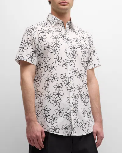 Rodd & Gunn Men's Wingrove Floral-print Short-sleeve Shirt In Snow
