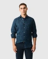 Rodd & Gunn North River Slim Fit Printed Linen Shirt In Midnight