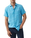 Rodd & Gunn Ellerslie Short Sleeve Linen Button-up Shirt In Cobalt