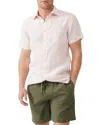 Rodd & Gunn Palm Beach Sports Fit Short Sleeve Linen Button-up Shirt In Rosewater