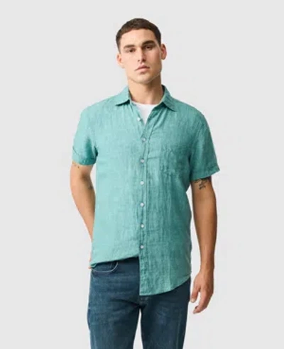 Rodd & Gunn Waiheke Original Fit Short Sleeve Linen Button-up Shirt In Capri