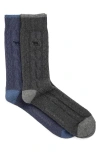 Rodd & Gunn Assorted 2-pack Dunedin Cabled Cotton Blend Socks In Charcoal/denim