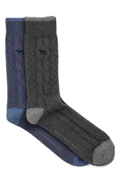 Rodd & Gunn Assorted 2-pack Dunedin Cabled Cotton Blend Socks In Charcoal/denim