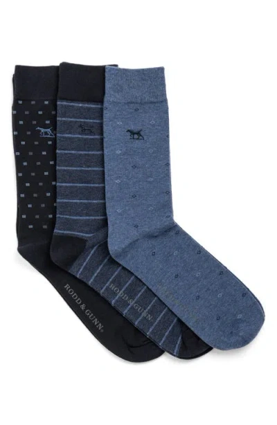 RODD & GUNN RODD & GUNN ASSORTED 3-PACK STRIPE & NEAT COTTON BLEND DRESS SOCKS