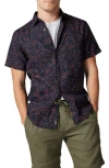 Rodd & Gunn Barrytown Sports Fit Floral Short Sleeve Linen Button-up Shirt In Peach