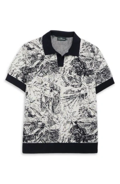 Rodd & Gunn Bowlers Creek Floral Jacquard Cotton Polo In Riversand