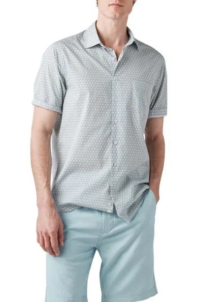 Rodd & Gunn Carrick Geo Print Short Sleeve Button-up Shirt In Sand