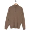 Rodd & Gunn Cashmere Merino Half-zip Sweater In Bark