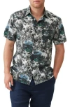 Rodd & Gunn Dakota Street Printed Short Sleeve Shirt In Twilight