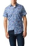 Rodd & Gunn Dalefield Floral Short Sleeve Cotton Button-up Shirt In Bluestone