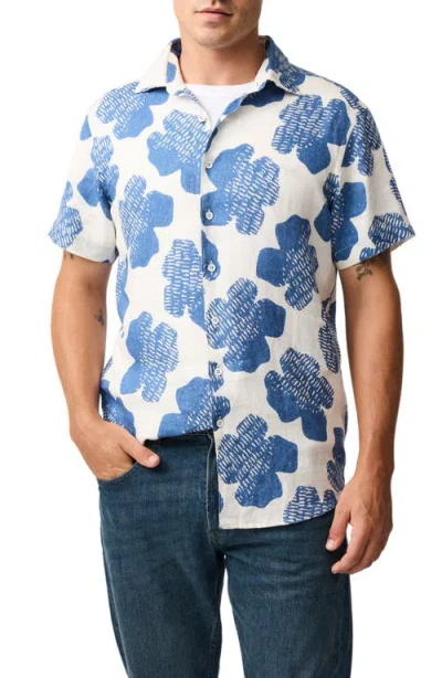 Rodd & Gunn Donnelly Linen Floral Print Shirt In Regatta