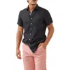 Rodd & Gunn Palm Beach Sports Fit Short Sleeve Linen Button-up Shirt In Black Pearl