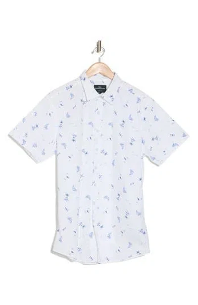 Rodd & Gunn Forest Estate Print Cotton Short Sleeve Button-up Shirt In White/blue
