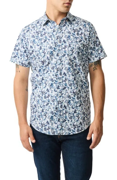 Rodd & Gunn Herbertville Floral Short Sleeve Button-up Shirt In Lake