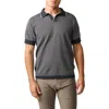 Rodd & Gunn Leefield Stripe Cotton Johnny Collar Polo In Midnight