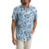 Rodd & Gunn Mount Hutt Sports Fit Floral Short Sleeve Linen Button-up Shirt In Dark Teal