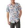Rodd & Gunn Oyster Cove Floral Print Short Sleeve Cotton Button-up Shirt In Turquoise