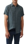 Rodd & Gunn Palm Beach Sports Fit Short Sleeve Linen Button-up Shirt In Ash