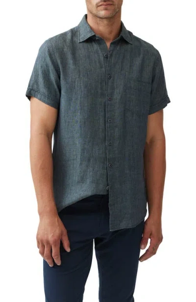 Rodd & Gunn Palm Beach Sports Fit Short Sleeve Linen Button-up Shirt In Ash