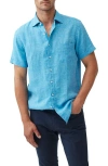 Rodd & Gunn Ellerslie Short Sleeve Linen Button-up Shirt In Cobalt