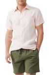 Rodd & Gunn Palm Beach Sports Fit Short Sleeve Linen Button-up Shirt In Rosewater