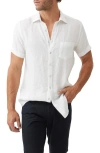 Rodd & Gunn Palm Beach Sports Fit Short Sleeve Linen Button-up Shirt In Snow