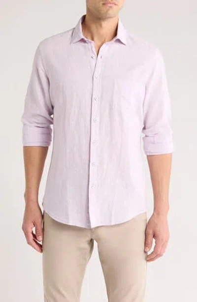 Rodd & Gunn Penrose Linen Blend Button-up Shirt In Lilac