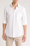 Rodd & Gunn Penrose Linen Blend Button-up Shirt In White